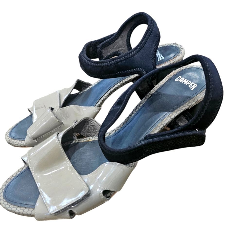 Women  Camper green And Black Color Block sandal sz 9.5US , 41EU Casual Like New